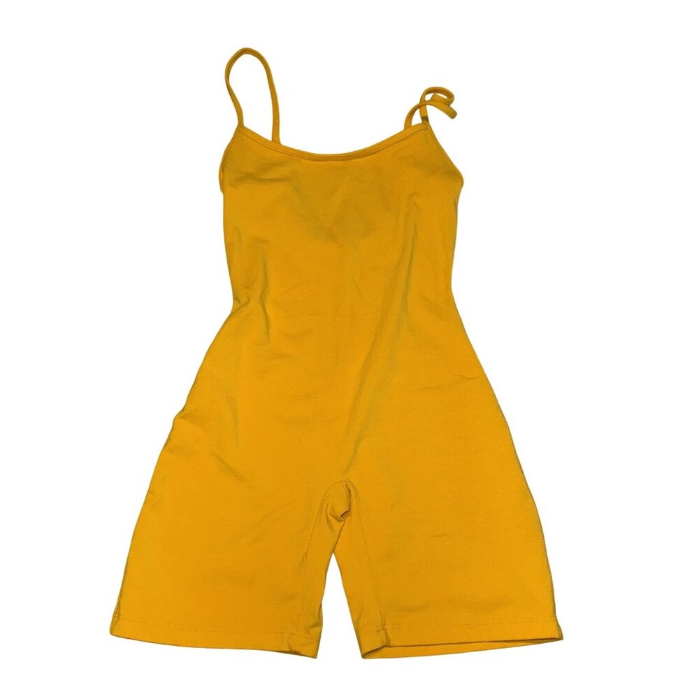 Women’s Yellow Spaghetti-Strap Romper